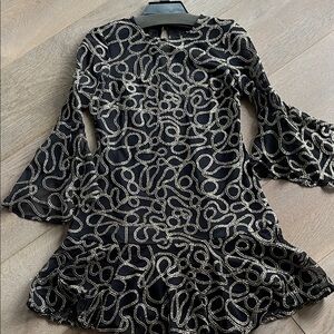 Jessica Howard Black Dress with Gold Accents